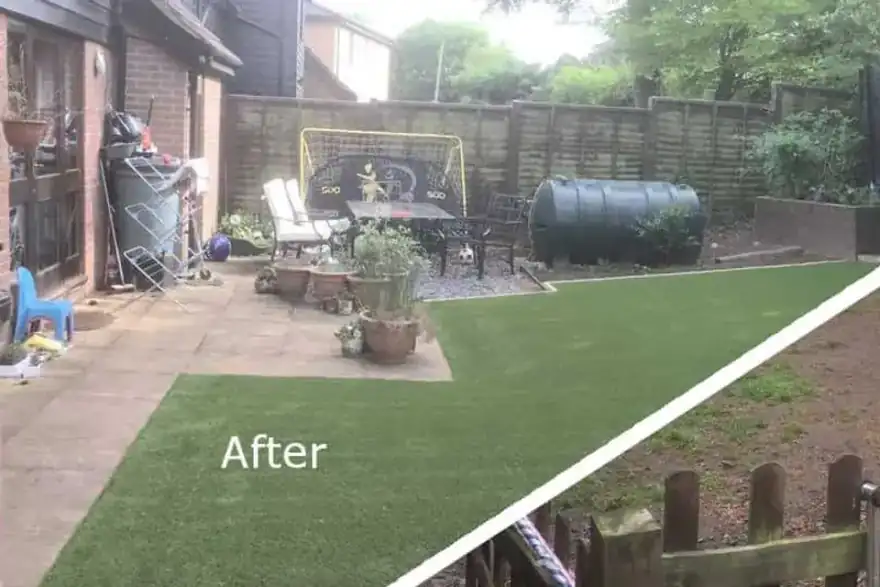 Artificial grass installation by Anglian Artifical Grass