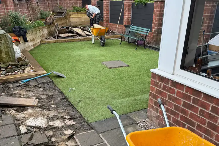 Artificial grass installation by Antscapes & Groundworks Ltd