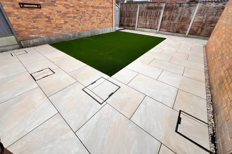 Porcelain patio installation