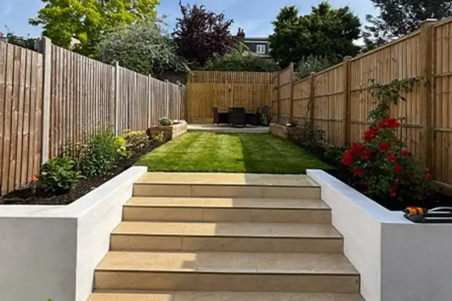 Completed garden landscaping project in Earlsfield by Bee's Knees Gardening and Landscaping.