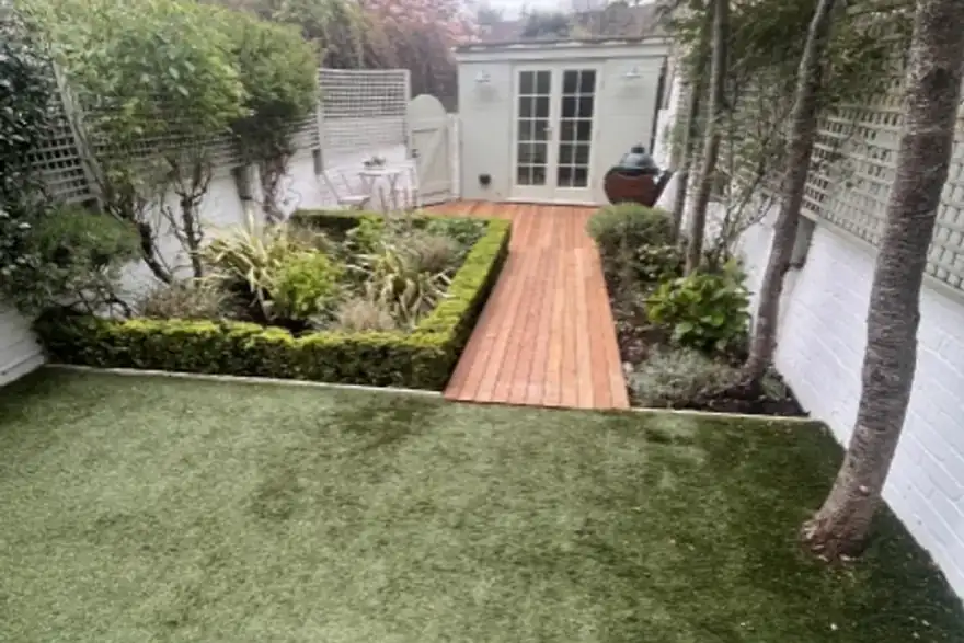Completed landscaping project by Bee's Knees Gardening and Landscaping.