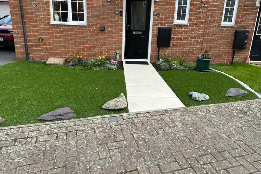 Artificial grass installation by Berkshire Decking and Fencing