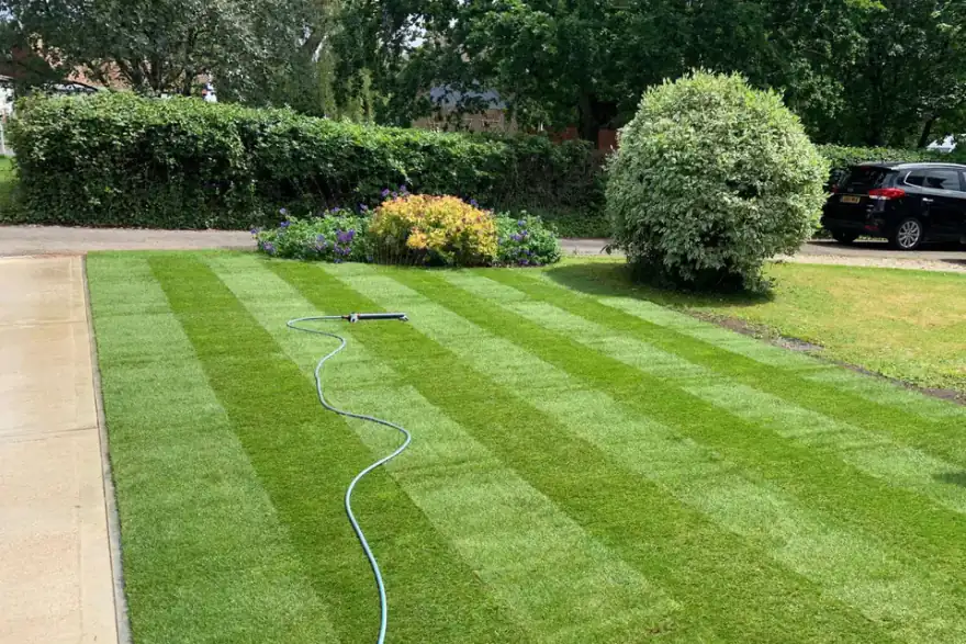 Artificial grass installation by Berkshire Turf Direct
