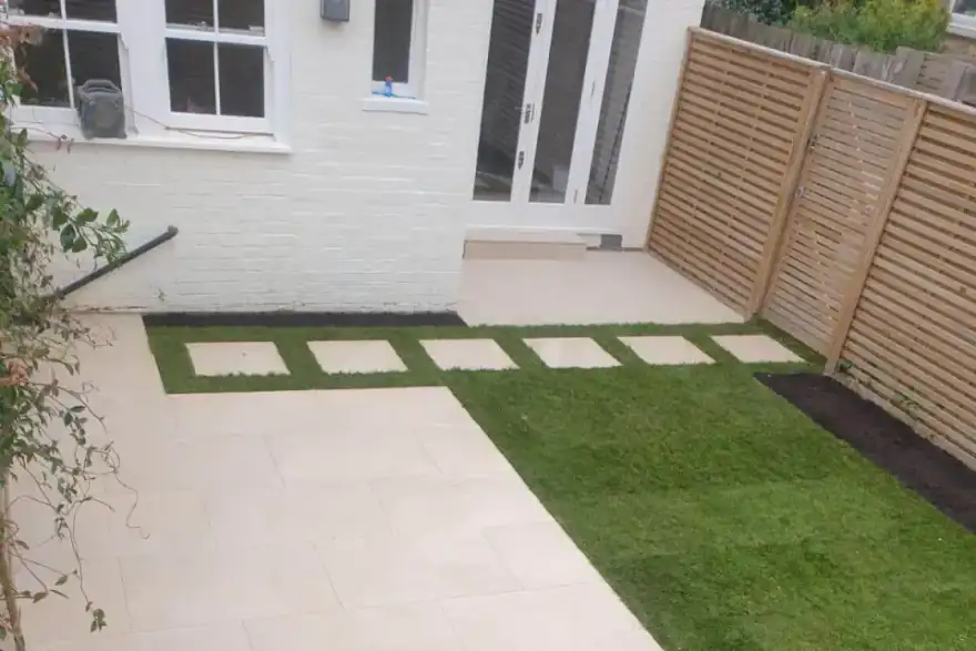 artificial grass with patio