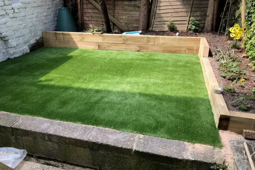 Artificial grass installation by Brighton Garden Services