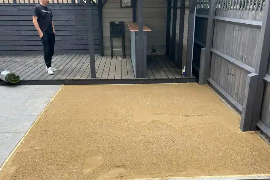 Artificial grass installation by Cambridge Resin and Stone