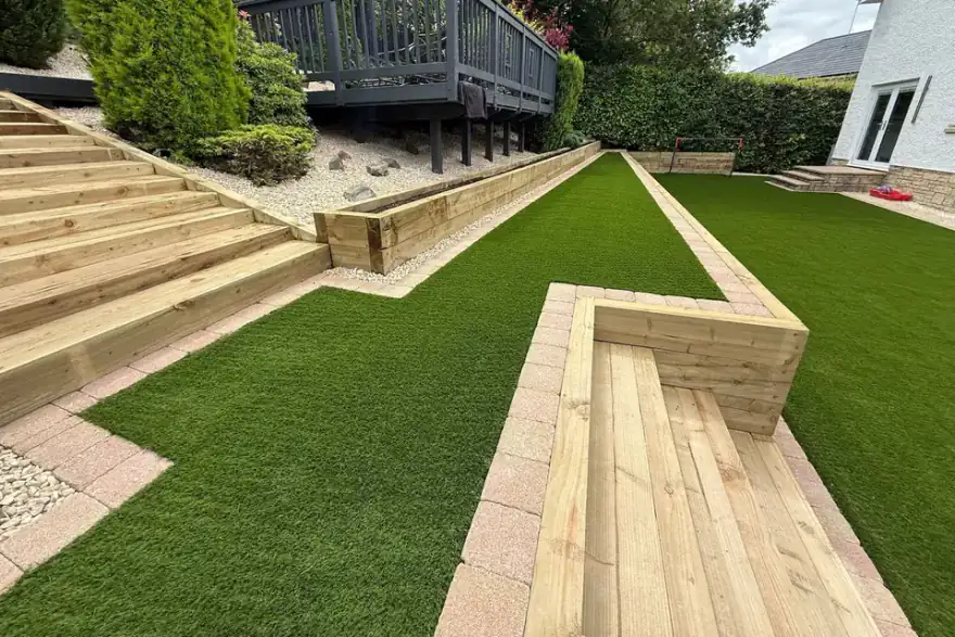 Artificial grass installation by Cut N Blo Landscaping