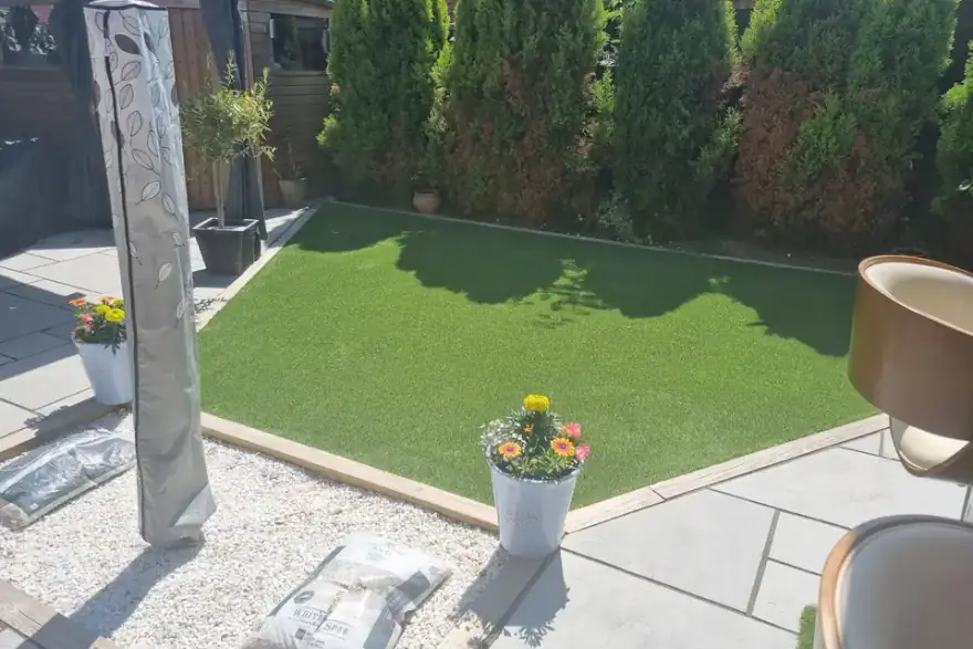 Artificial grass installation by Desired Lawns