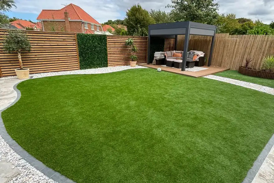 Artificial grass installation by Discover landscape