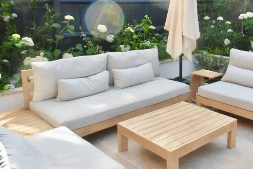 Outdoor seating area installed by Element Landscapes