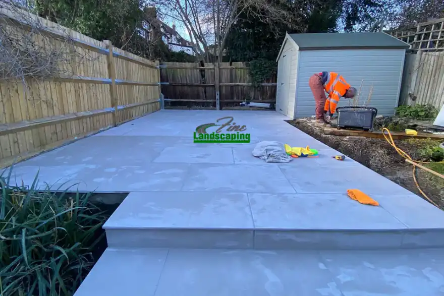 Artificial grass installation by Fine Landscaping