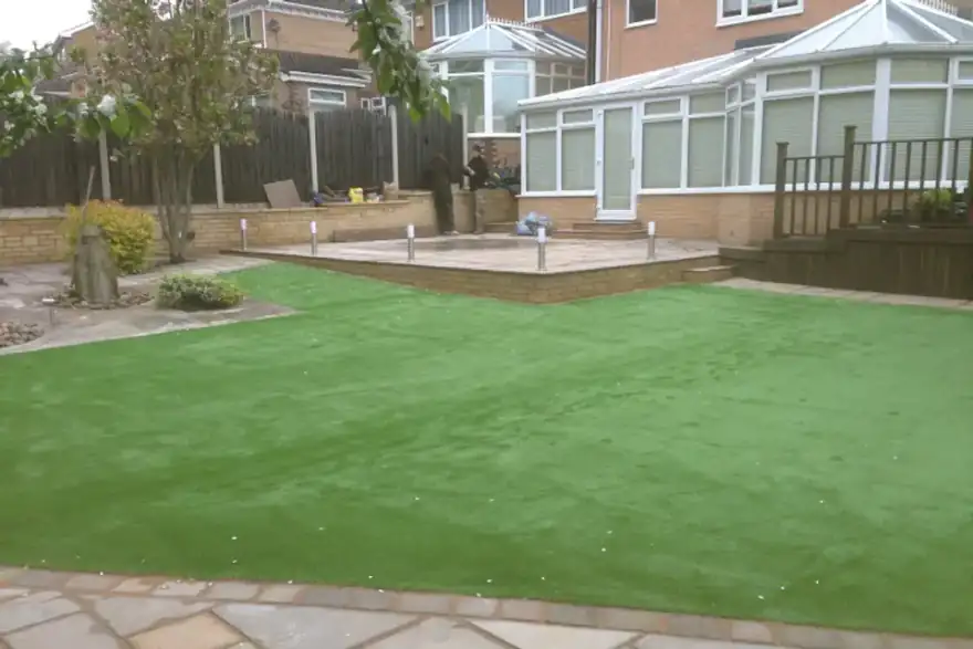 Artificial grass installation by Green Exteriors