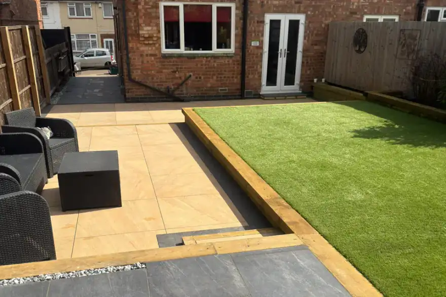 Artificial grass installation by Groby Landscapes