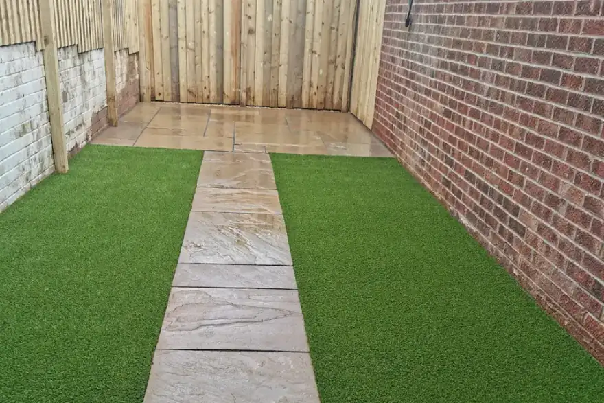 Artificial grass installation by Gwent Gardens