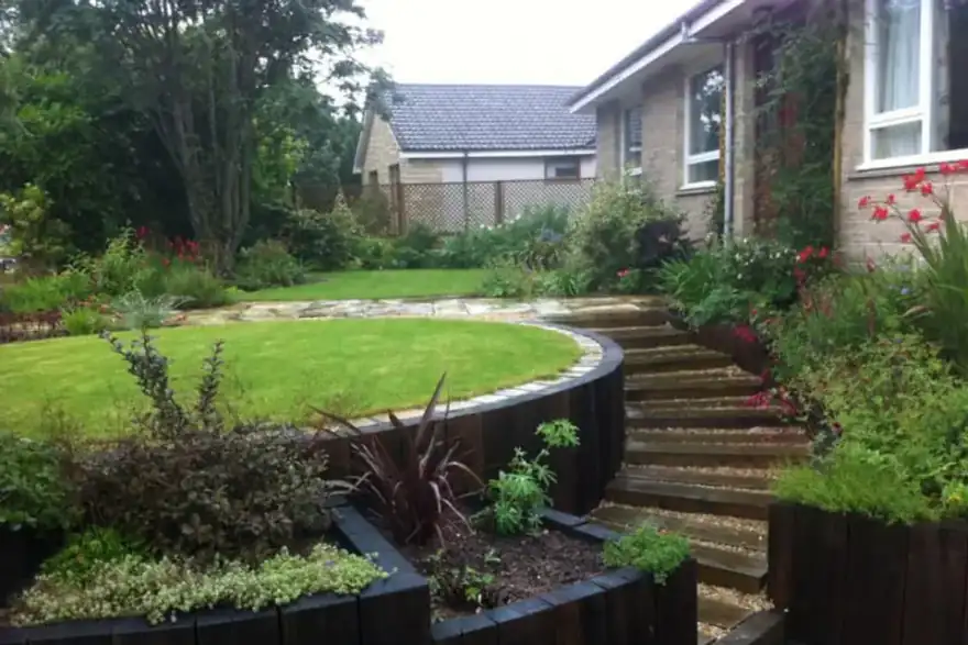 Circle ground platform with many plants