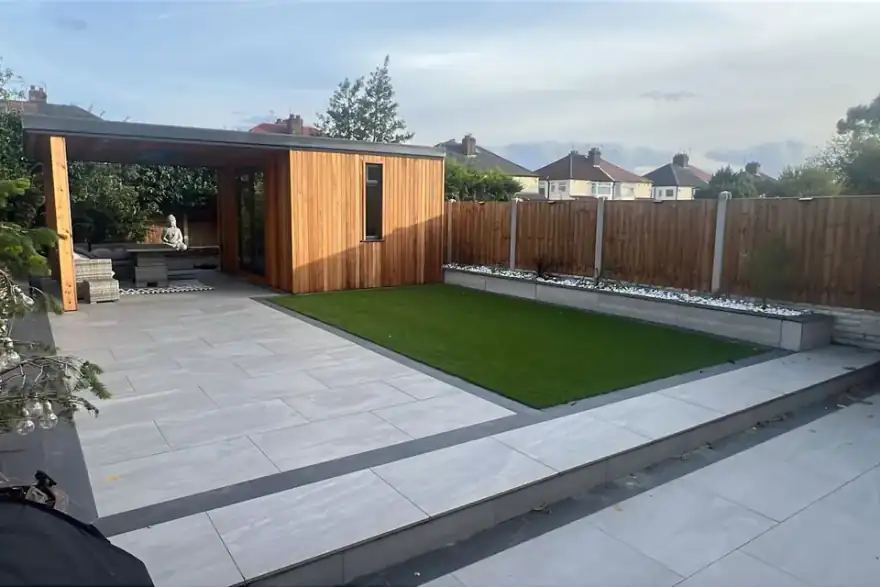 Artificial grass installation by Landscaping Liverpool by Abel Landscapes