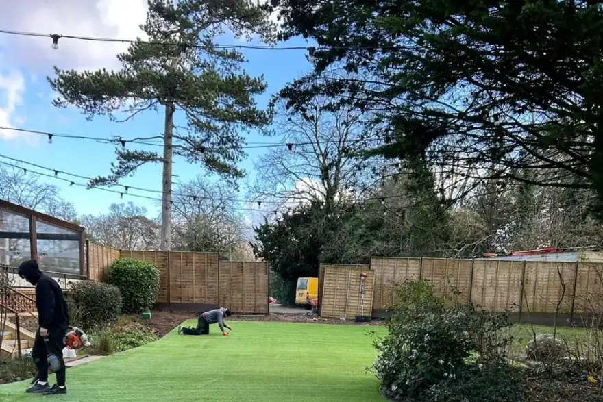 Artificial grass installation by Lawnify