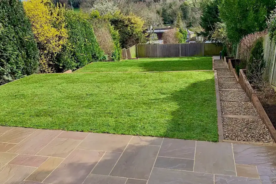 Artificial grass installation by Luxpaving