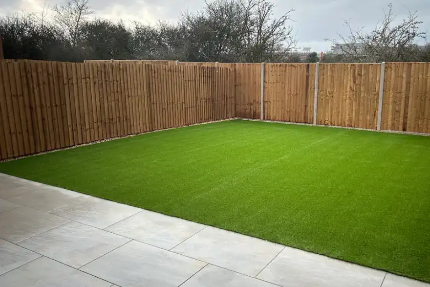 Artificial grass installation by Luxury Lawns