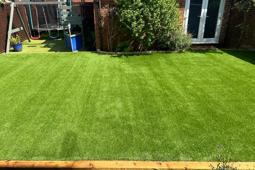 Artificial grass installation by Luxury Lawns