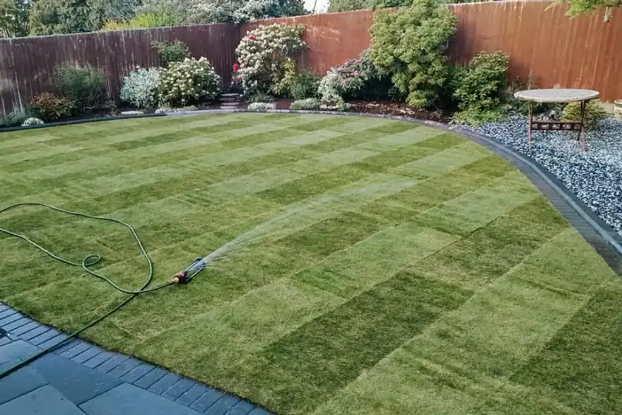 Artificial grass installation by Marston Lawns Ltd