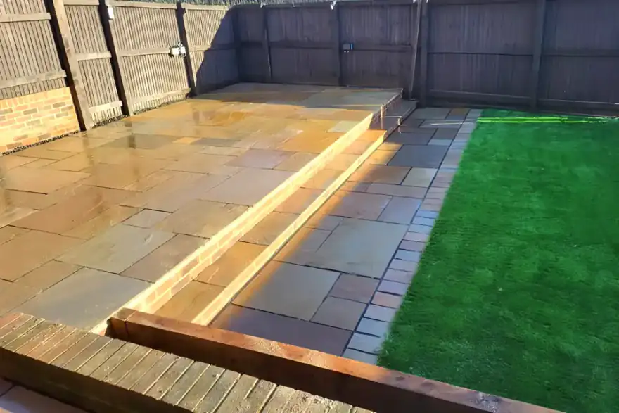 Artificial grass installation by More Than Fencing