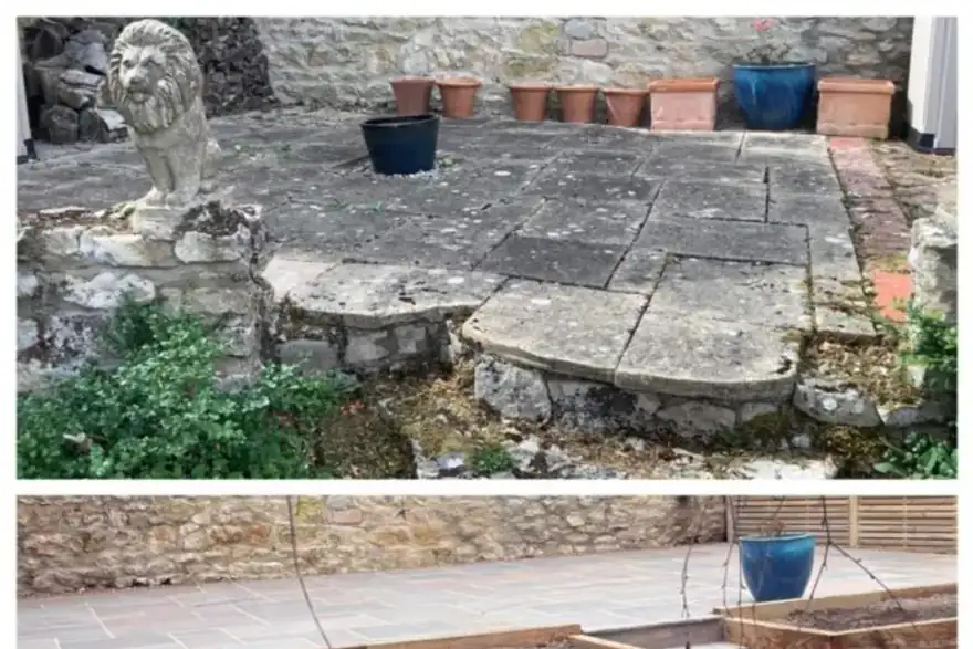 Recently completed project in Empingham. Small paved area is ready for a greenhouse. #pgsstamford #landscaping