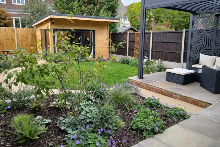 Artificial grass installation by Sherborne Garden Angels Ltd