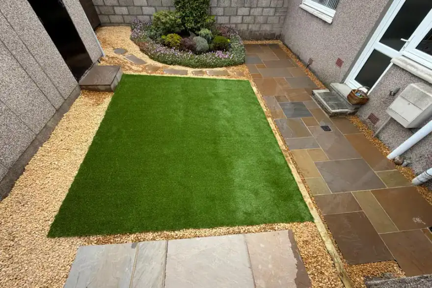 Artificial grass installation by Tayside Landscaping