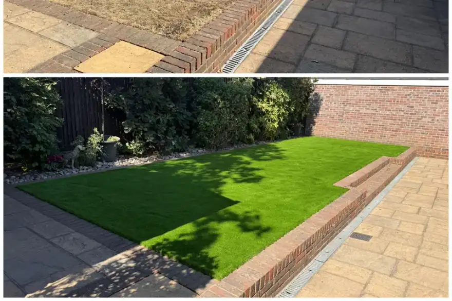 Before and after turf laying by TurnBright