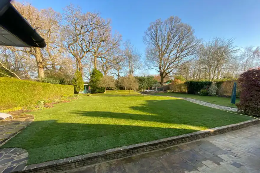 before and after with curved grass