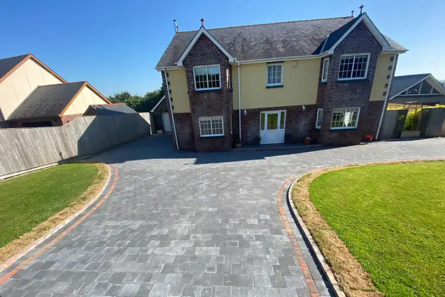 Artificial grass installation by West Wales Paving